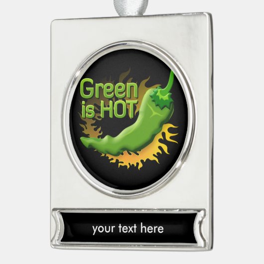 Groen is HOT Verzilverd Banner Ornament (Links)