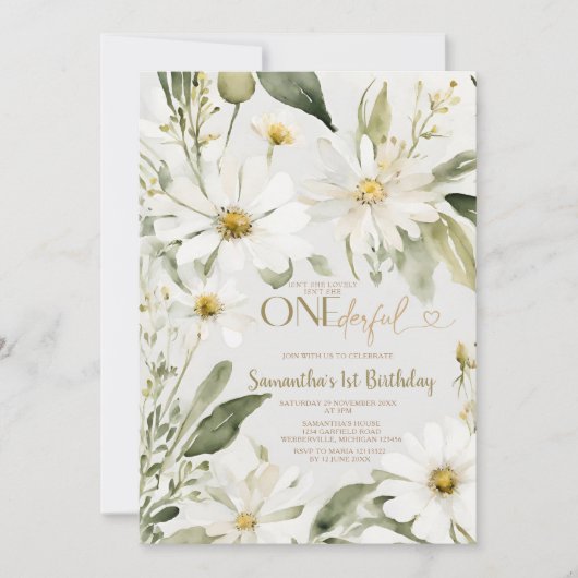 Groen is ze niet mooi 1e verjaardag bloemen kaart (Voorkant)