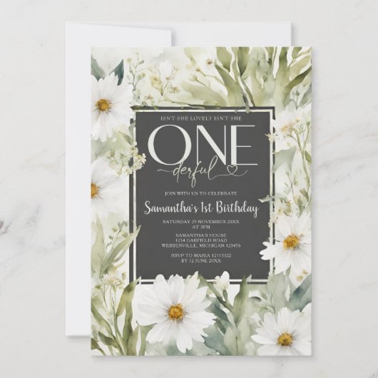 Groen is ze niet mooi 1e verjaardag bloemen kaart (Voorkant)