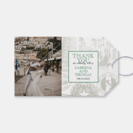Groen Italië Bruiloft Foto Gift Labels Cadeaulabel