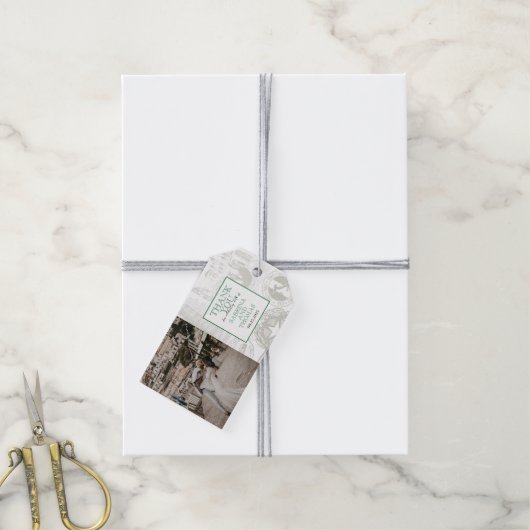 Groen Italië Bruiloft Foto Gift Labels Cadeaulabel (Met Touw)
