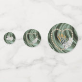 Groen, ivoor, blauw, gouden zijde en oorspuwen confetti (Achterkanten)