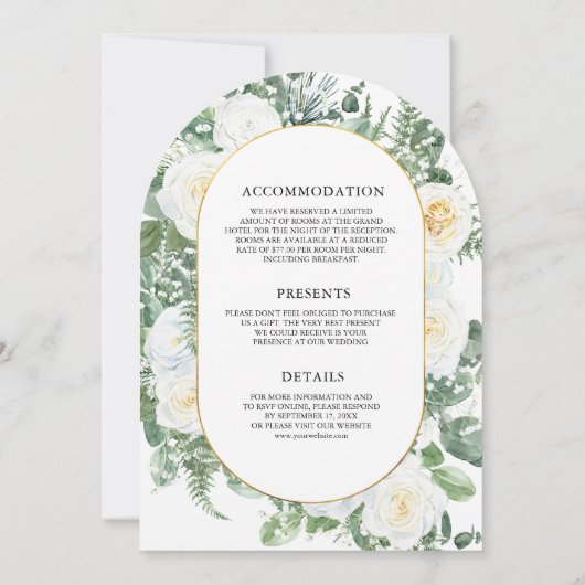 Groen Ivoor Bloemen Alles in Een Boog Huwelijk Kaart (Achterkant)