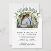 Groen Ivoor Bloemen Alles in Een Boog Huwelijk Kaart (Voorkant)