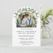 Groen Ivoor Bloemen Alles in Een Boog Huwelijk Kaart (Staand voorkant)