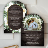 Groen Ivoor Bloemen Alles in Een Hout Boog Huwelij Kaart