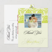 Groen + Ivoor Damask Dank u foto briefkaarten, Briefkaart (Voorkant / Achterkant)