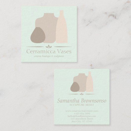 Groen Ivoor Handgemaakt Porselein Keramisch Aardew Vierkante Visitekaartje (Voorkant / Achterkant)