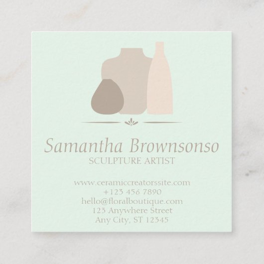 Groen Ivoor Handgemaakt Porselein Keramisch Aardew Vierkante Visitekaartje (Achterkant)