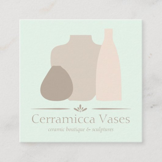 Groen Ivoor Handgemaakt Porselein Keramisch Aardew Vierkante Visitekaartje (Voorkant)