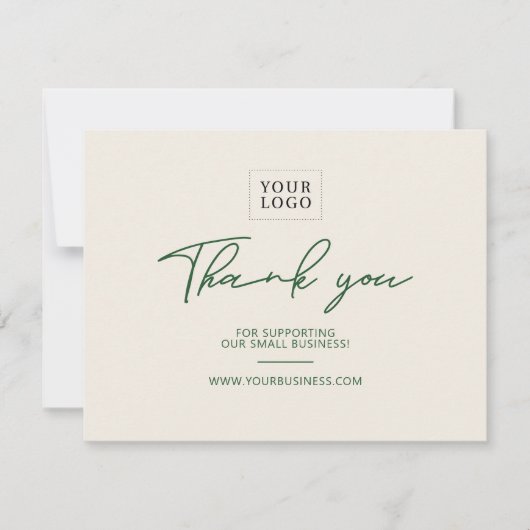 Groen & Ivoor Lettering Business Pakket Dank u Bedankkaart (Voorkant)
