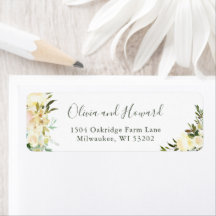 Groen Ivory Bloem Retouradreslabel