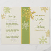 Groen Ivory Gold Snowflake Winter Weddenprogramma (Voorkant)