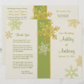 Groen Ivory Gold Snowflake Winter Weddenprogramma (Voorkant / Achterkant)