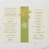 Groen Ivory Gold Snowflake Winter Weddenprogramma (Achterkant)