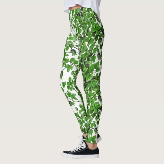 Groen Ivy Pattern op White Leggings (Links)