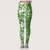 Groen Ivy Pattern op White Leggings (Voorkant)