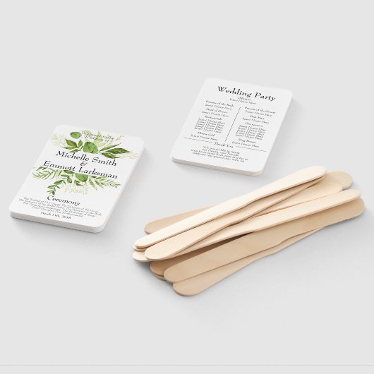 Groen Ivy Rustiek Elegant Eenvoudig Trouwprogramma Handwaaier (Niet-gemonteerd)