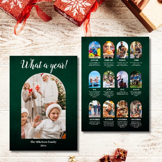 Groen Jaar in Review Multi Foto Collage Kerstmis Aankondiging