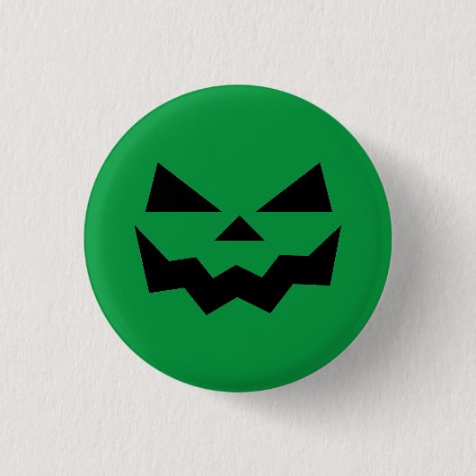 Groen Jack-o-lantern pompoen gezicht Ronde Button 3,2 Cm (Voorkant)