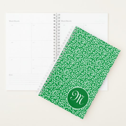 Groen Japans Karakusa Spiraal Vine Patroon Planner (Display)
