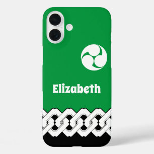 Groen Japans patroon en Spiral Pattern iPhone 16 Plus Hoesje