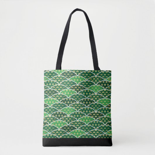 Groen Japans traditioneel veelzijdig patroon Tote Bag (Voorkant)