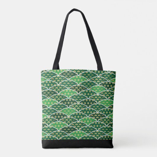 Groen Japans traditioneel veelzijdig patroon Tote Bag (Achterkant)