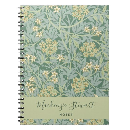 Groen Jasmin Bloempatroon Notitieboek (Voorkant)
