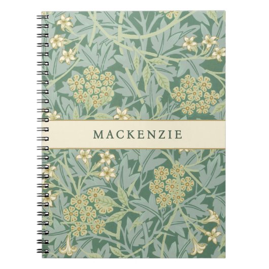 Groen Jasmin Bloempatroon Notitieboek (Voorkant)