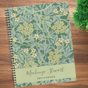 Groen Jasmin Bloempatroon Schetsboek Notitieboek