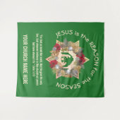 Groen JESUS IS DE REDE Kerstmis Wandkleed (Voorkant (horizontaal))