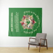 Groen JESUS IS DE REDE Kerstmis Wandkleed (In Situ (horizontaal))