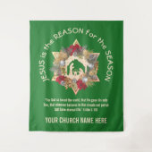 Groen JESUS IS DE REDE Kerstmis Wandkleed (Voorkant)