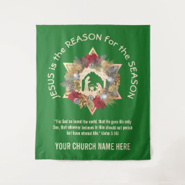 Groen JESUS IS DE REDE Kerstmis Wandkleed