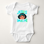 Groen "Jesus Loves Me" ontwerp Romper (Voorkant)