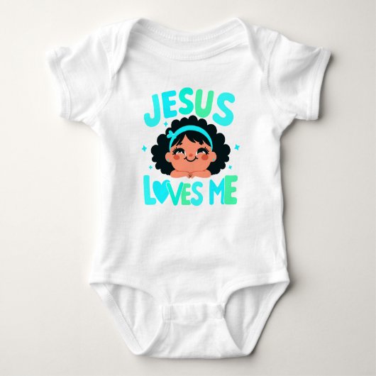 Groen "Jesus Loves Me"-ontwerp Romper (Voorkant)
