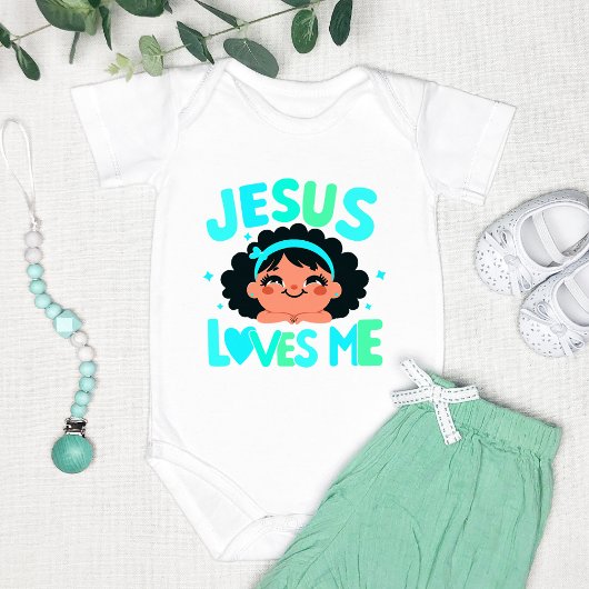 Groen "Jesus Loves Me" ontwerp Romper