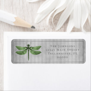 Groen Jeweled Dragonfly Bruiloft Etiket