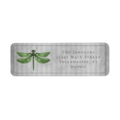 Groen Jeweled Dragonfly Bruiloft Etiket (Voorkant)