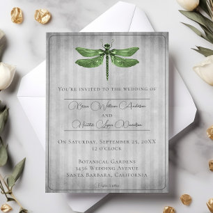 Groen Jeweled Dragonfly Bruiloft Kaart