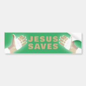 groen JEZUS REDT Bumpersticker (Voorkant)