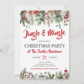 Groen Jingle en Mingle Christmas Party Kaart (Voorkant)