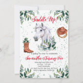 Groen Jongen Paard Verjaardagsfeestje Kaart (Voorkant)