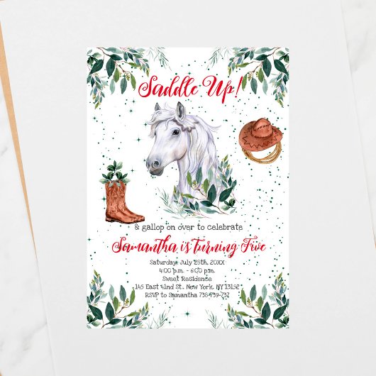 Groen Jongen Paard Verjaardagsfeestje Kaart