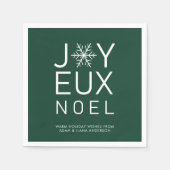 Groen Joyeux Noel Minimalist Holiday Paper Napkin Servet (Voorkant)