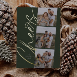 Groen juicht modern elegant kerstscript folie feestdagenkaart