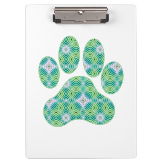 Groen Kaleidoscoop Infinity Paw Print Design Klembord (Voorkant)