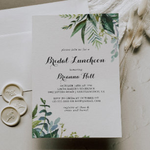 Groen Kalligrafie Bridal Luncheon Vrijgezellenfees Kaart