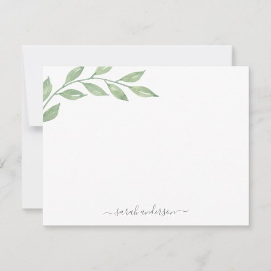 Groen kalligrafie gepersonaliseerd briefpapier notitiekaartje (Voorkant)